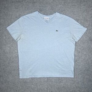 Lacoste T Shirt mens size 7 XXL Teal Blue Pima Cotton V Neck Croc Logo